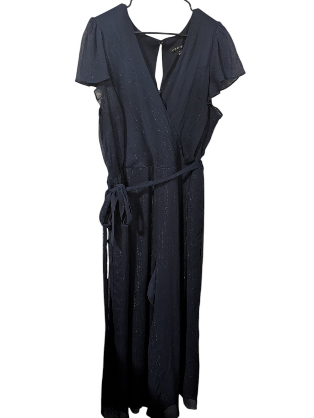 Lane Bryant ,Navy Wrap Jumpsuit with Subtle Metallic Thread, Size 20